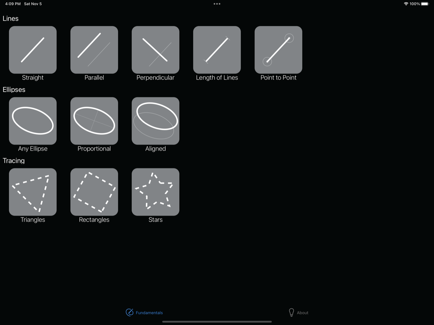 Drawing Practice iPad screenshot showing drawing activity feedback