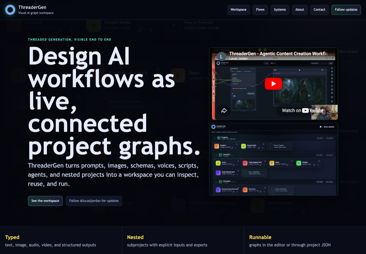 ThreaderGen videos page screenshot